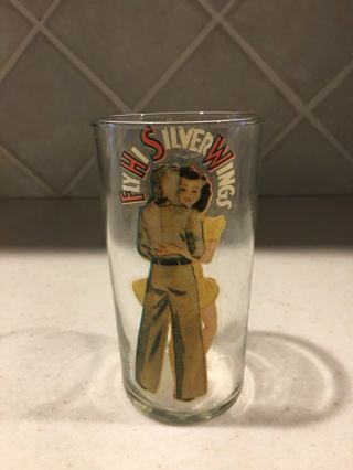 Vintage Wwii Fly Hi Silver Wings Novelty Pin Up Beer Bar Drinking Glass