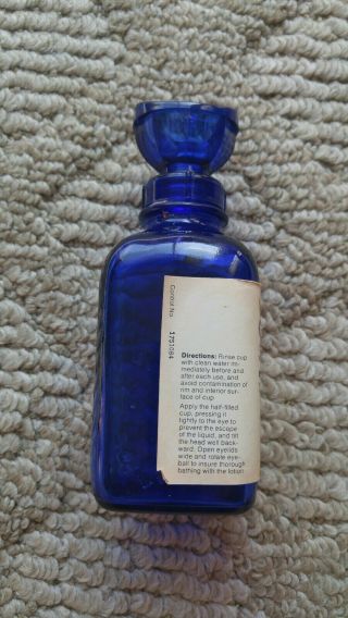 Vintage Wyeth Medical Cobalt Blue Glass Collyrium eye Wash Bottle decorative 5