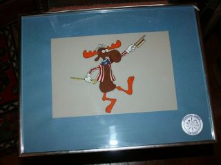 Framed & Matted Cartoon Animation Cel Bullwinkle By Jay Ward Productions W/