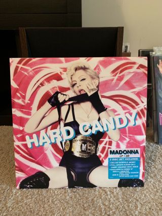 Madonna Vinyl Lp Hard Candy Pressing With Cd Blue Pink Vinyl