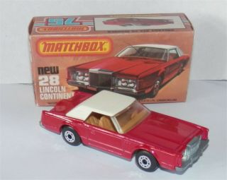 1970s.  Matchbox Lesney.  Superfast 28 Lincoln Continental,  Red.