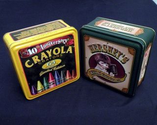 2 Vintage Tins Crayola Crayons 40th Anniversary & Hershey 