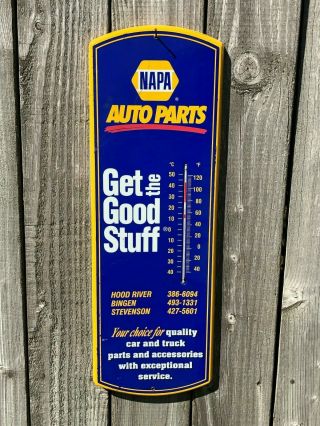 Vintage Napa Auto Parts Advertising Dealer Thermometer Sign Metal Oregon Gorge