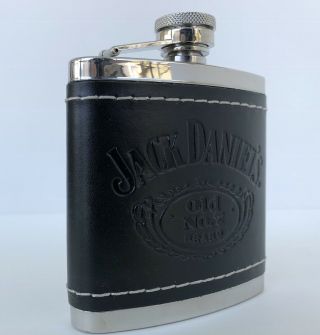 Jack Daniels Old No 7 Brand Stainless Steel And Leather 5 Oz Flask 2009