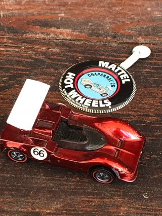Vintage 1968 Hot Wheels Redlines Chaparral 2g Red Orig Spoiler W/button