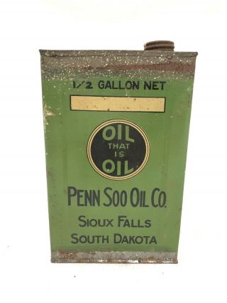 Vintage Penn Soo Oil Co Tin Sioux Falls South Dakota 3