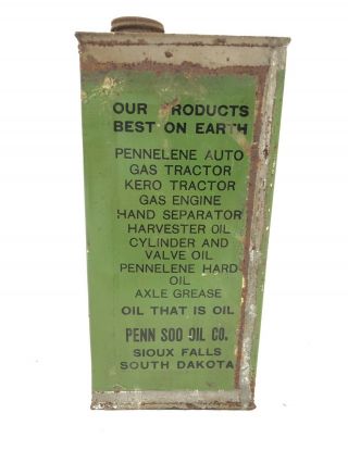 Vintage Penn Soo Oil Co Tin Sioux Falls South Dakota 4