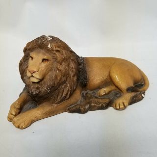 1985 Sandicast Hand Painted Sculpture Sandra Brue 8 " Long African Lion Limited