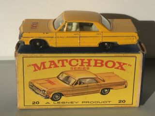 Matchbox Lesney 20 C3 Chevrolet Impala Taxi W Rare Orig Type E2 ‘new Model’ Box