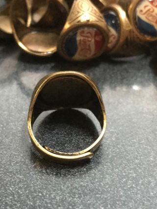 Vintage Pepsi Cola 5 cents Adjustable Ring Gumball goldtone Advertising 1960 ' s 3