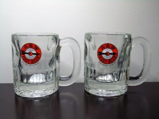 Vintage A & W Root Beer 4 1/2 " Glass Mugs With Bullseye Logo - Set Of 2