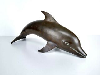 Vintage Brass/bronze Dolphin Porpoise Ocean Animal Collector Figurine 14 "