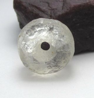 Rare Small Stunning Ancient Crystal Rock Quartz Mali Disk Bead 7mm X 13mm