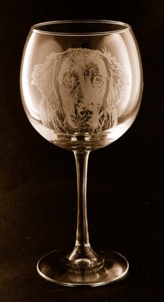 Etched Flat Coated Retriever Large Elegant Wine Glasses - Set Of 2