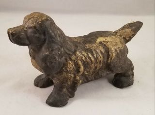 Antique Cast Iron Cocker Spaniel Dog Standing Two Piece Coin Piggy Bank