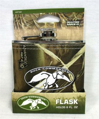 Duck Commander Realtree Camo Stainless Steel Flask Alcohol Whiskey Liquor A - 15