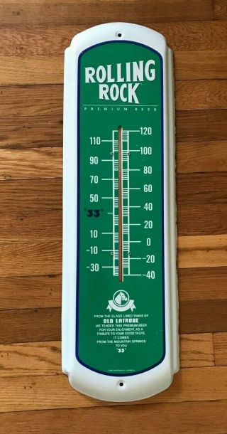 Vintage 1988 Rolling Rock Premium Beer Advertising Thermometer 27 "