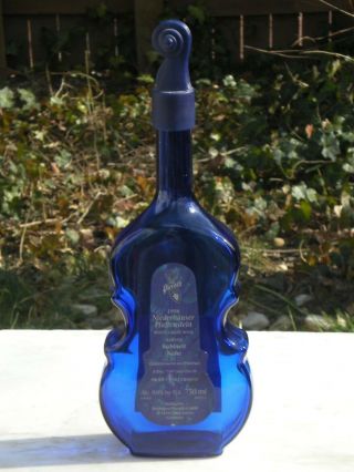 Germany Cobalt Blue Glass German Wine Bottle Pieroth Violin Bass 750 Ml Decor