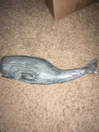 Vintage Whale Plaque Wall Hanging 19 Inches Long Chalkware Plaster