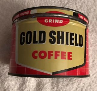 1lb Rare Find Gold Shield Seatle Wa Keywind Coffee Tin Can Correct Top