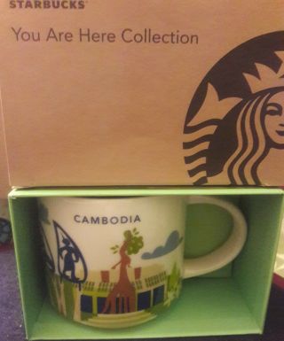 Nib With Sku Starbucks Cambodia You Are Here (yah) 14 Oz Mug.  Rare