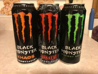 Rare Monster Energy Cans All 3 Of The Monster Black Cans