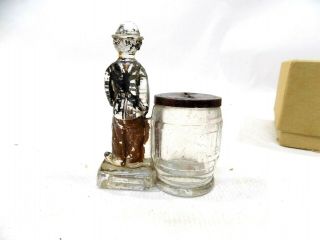 Antique Charlie Chaplin Glass Candy Container Bank by Geo.  Burgfedt & Co 3