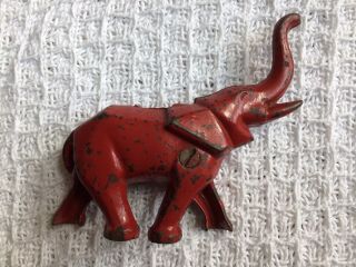 Vintage Cast Iron Elephant Bank Figurine Red Antique 2 - Sided,  Screw Together