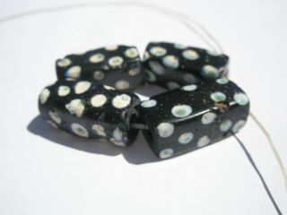 Antique Venetian Fancy Black pressed Inlaid Eye Trade Beads - 7 - 8x16 - 17mm - 4 3