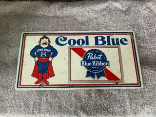 Rare Vintage Pabst Blue Ribbon Cool Blue License Plate Sign Heavy Metal Tag