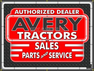Avery Tractors Dealer Remake Neon Effect Printed Banner Sign Art Mural 4 