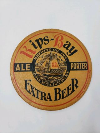 Kips Bay Ale Poeter Beer Ny 1930’s 4 Inch Absorbo Coaster Co.