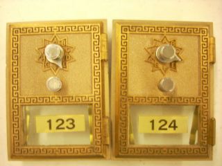 2 - Vintage 1966 Post Office Box Doors & Frame 123 & 124,  Made By National Lock