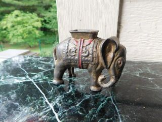 Vintage/antique Cast Iron Still Bank " Elephant With Howdah " 3 " High