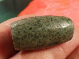 Ancient Pre - Columbian Mesoamerican Rich Green Jade Necklace Bead 29 By 16.  1 Mm