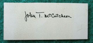 Moving Autograph John T.  Mccutcheon American Cartoonist Card