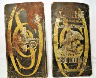 Two Vintage Tin Standard Oil Co.  Zeroline Signs 5 3/4 X 11 Inches