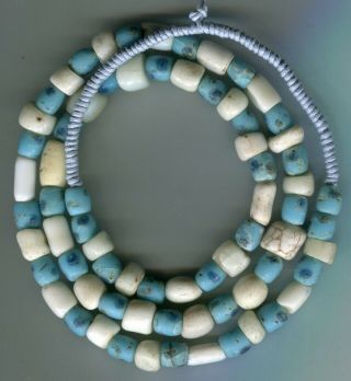 African Trade Beads Vintage Venetian Glass Old Mixed White And Blue Beads