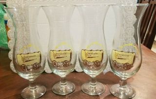 Vintage Hurricane Glasses From Winchester Club In Houston Texas (4 Glasses)