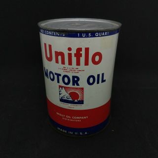 Vintage Skelly Uniflo Oil Can quart metal FULL 3