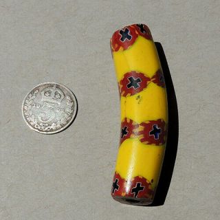 An Old Antique Venetian Large Elbow Millefiori African Trade Bead 587