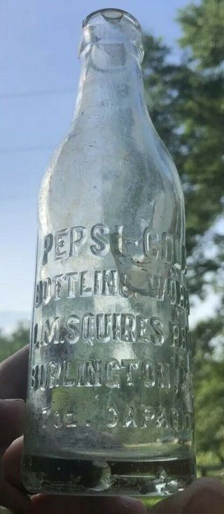 Rare Pepsi Cola Bottle Burlington North Carolina Nc Lm Squires Early 7oz