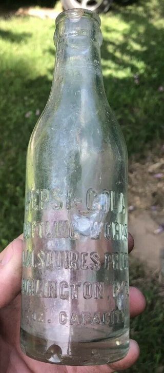 Rare Pepsi Cola Bottle Burlington North Carolina Nc LM Squires Early 7oz 2