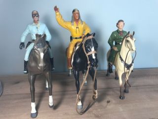 Vintage Hartland 1950s Lone Ranger,  Dale Evans,  Buttermilk,  Cochise,  & Bonanza
