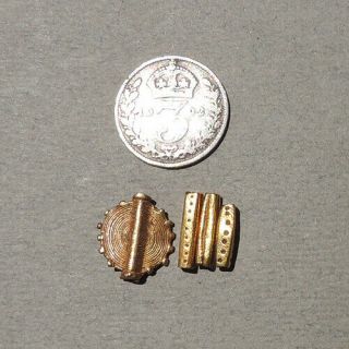 4 Hard To Find Small Antique Old 14k Solid Gold Beads Ashanti Ghana 46