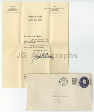 Joseph E.  Davies - U.  S.  Ambassador To Russia - Autographed Letter,  1955