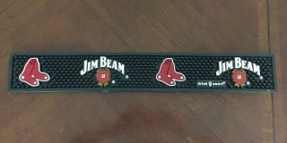 Jim Beam Beer Rubber Mat Bar Drip Spill (23 - 3/4” X 3 - 1/2”) Red/white/black/gold