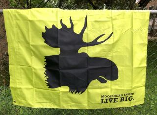 Moosehead Canadian Lager Logo Live Big Logo Flag Beer Sign 48” X 36”