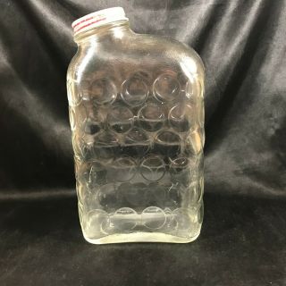 Rare Vintage Anchor Hocking Polka Dot Clear Glass Refrigerator Juice Jar Red Lid