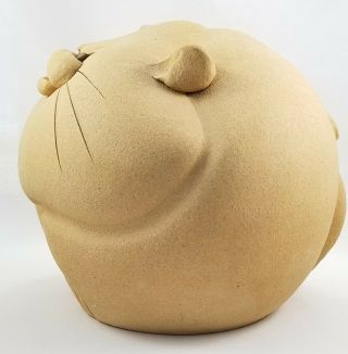 Fat Cat Piggy Bank Handmade Stone Ware Pottery With Cork Plug LARGE Kitty Bank 3